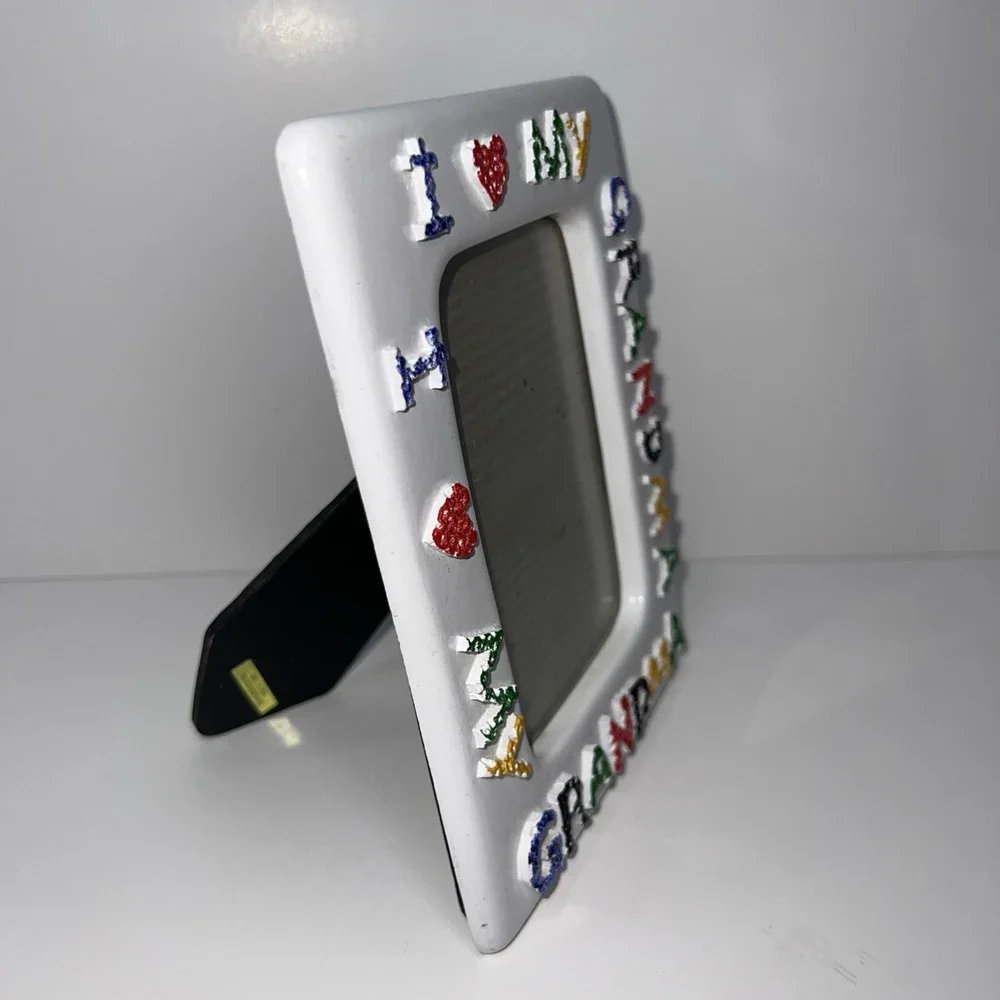 Vintage I Love My Grandma Ceramic Picture Frame Rainbow Mountain Inc 3x4